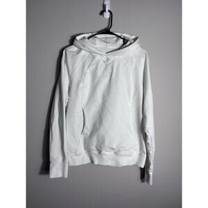Lululemon Women's Scuba Pullover Hooded White Sweatshirt Size 6 Cotton Terry